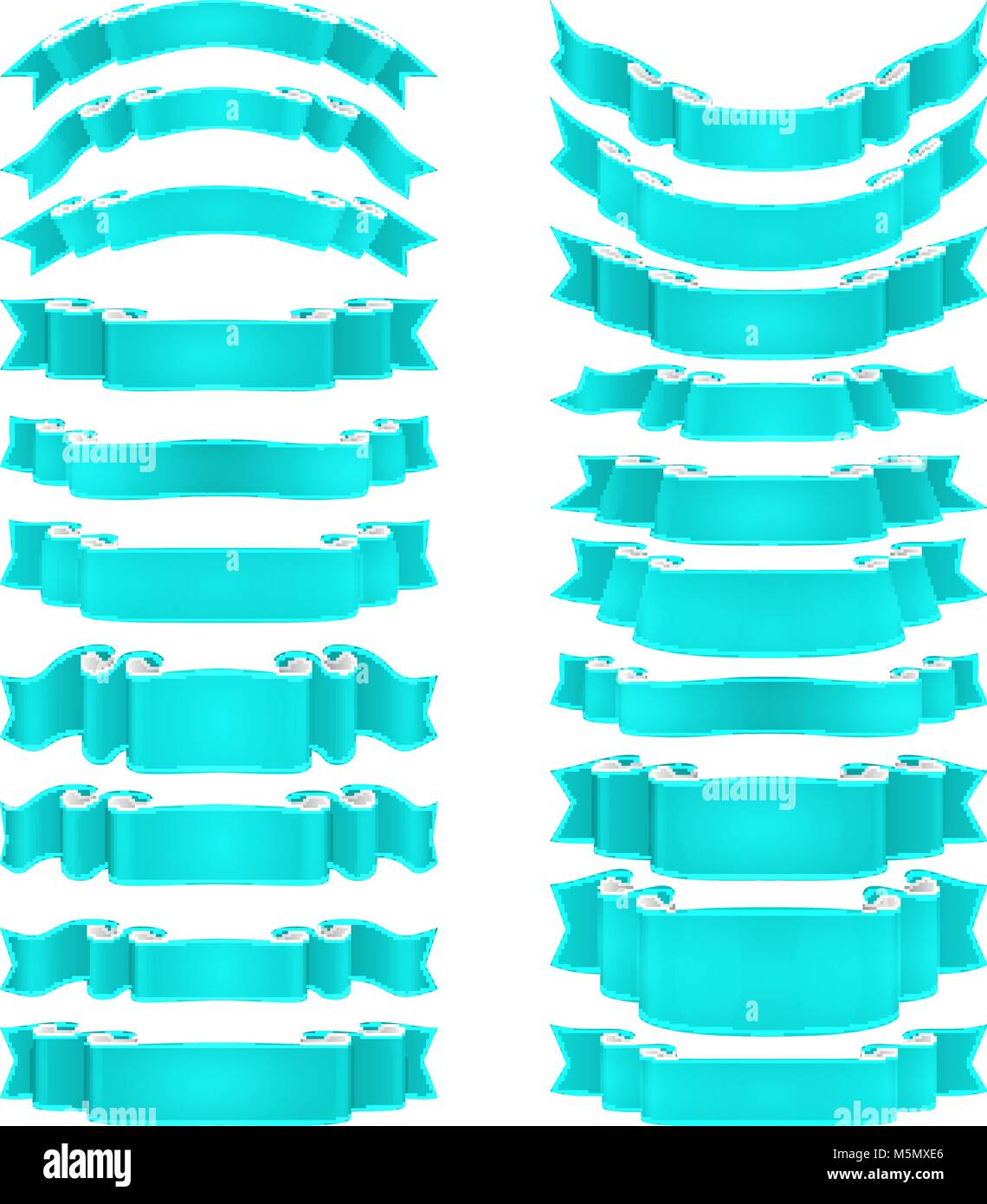 isolated vector colored satin ribbons set - blue Stock Vector Image ...