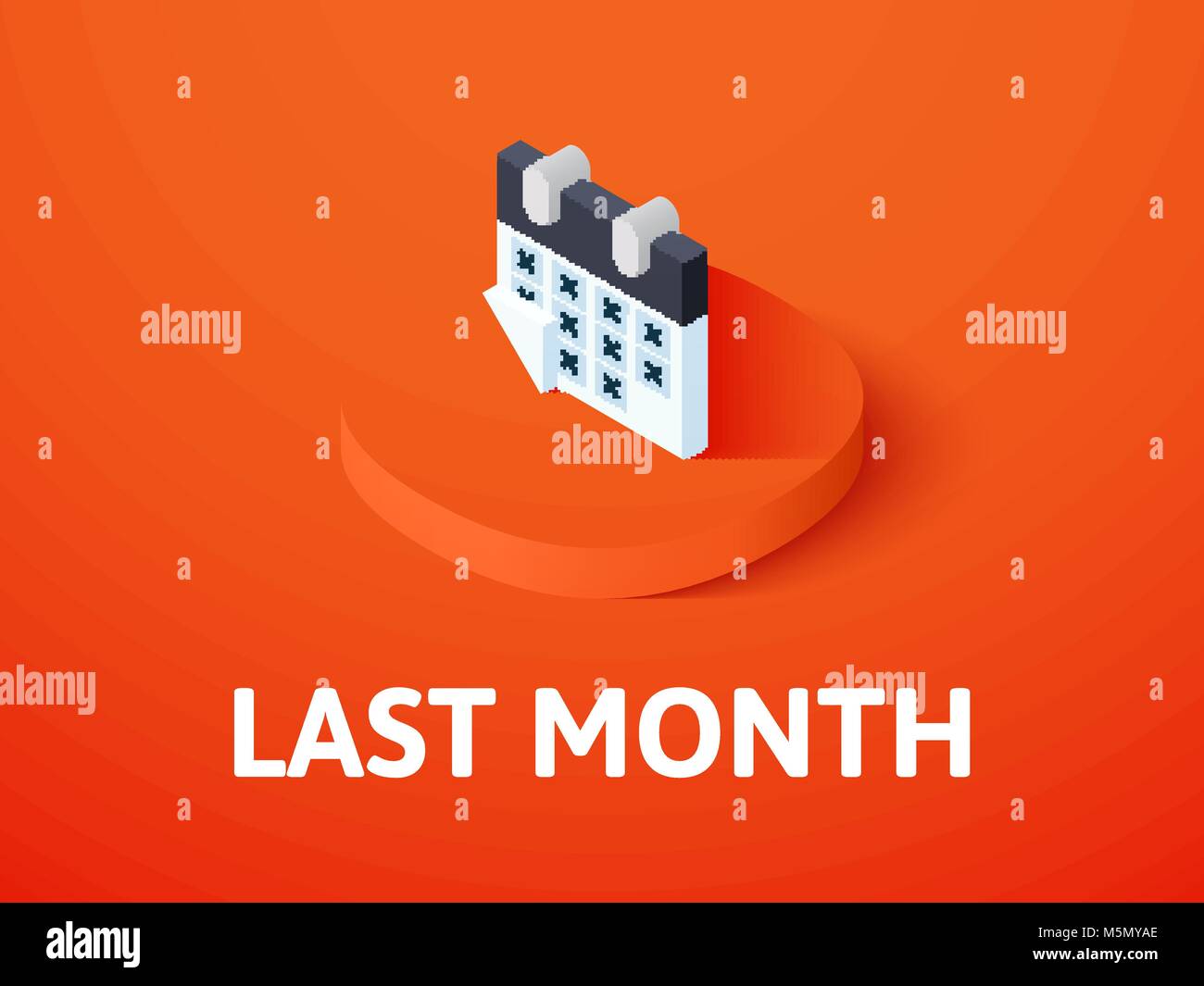 Last month isometric icon, isolated on color background Stock Vector