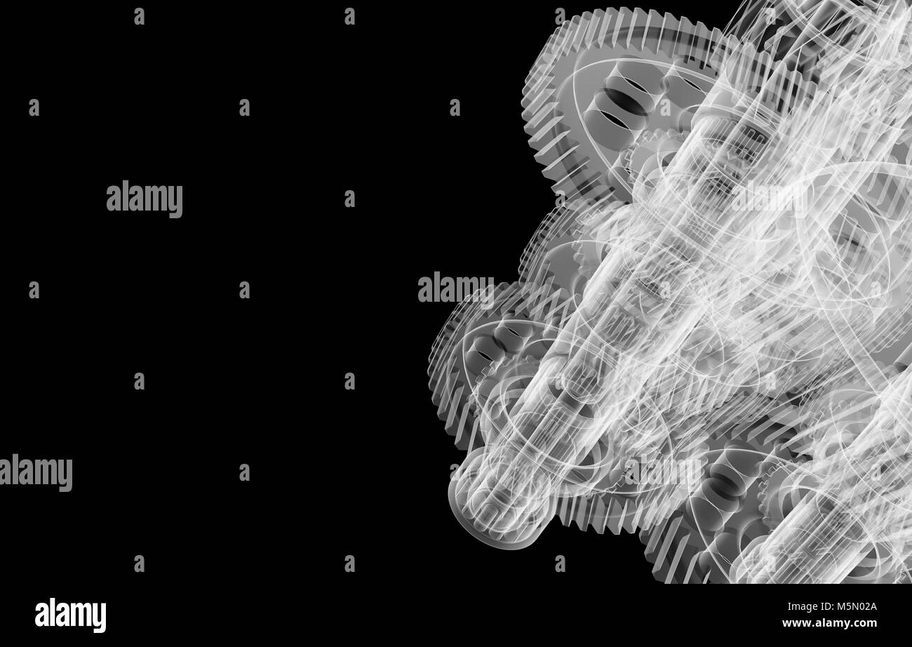 Gears, shafts and bearings. Xray render Stock Photo Alamy