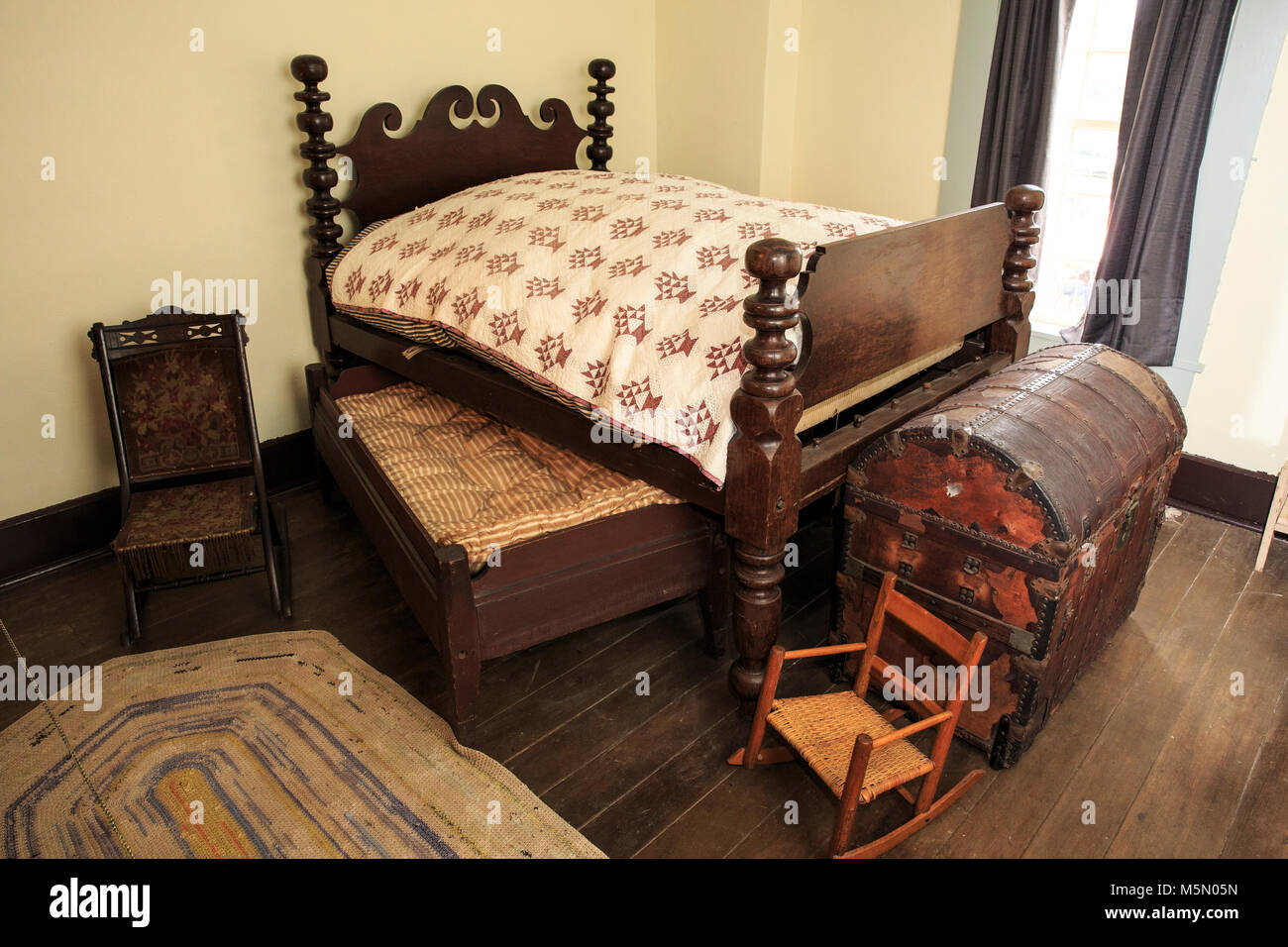 19 Th Century Bed In A Museum Hueston Woods State Park Stock