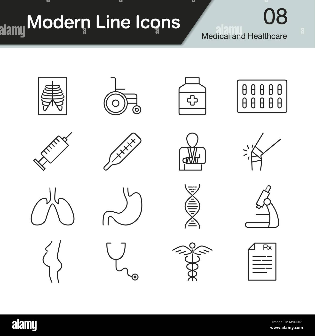 Medical and Healthcare icons. Modern line design set 8. For ...