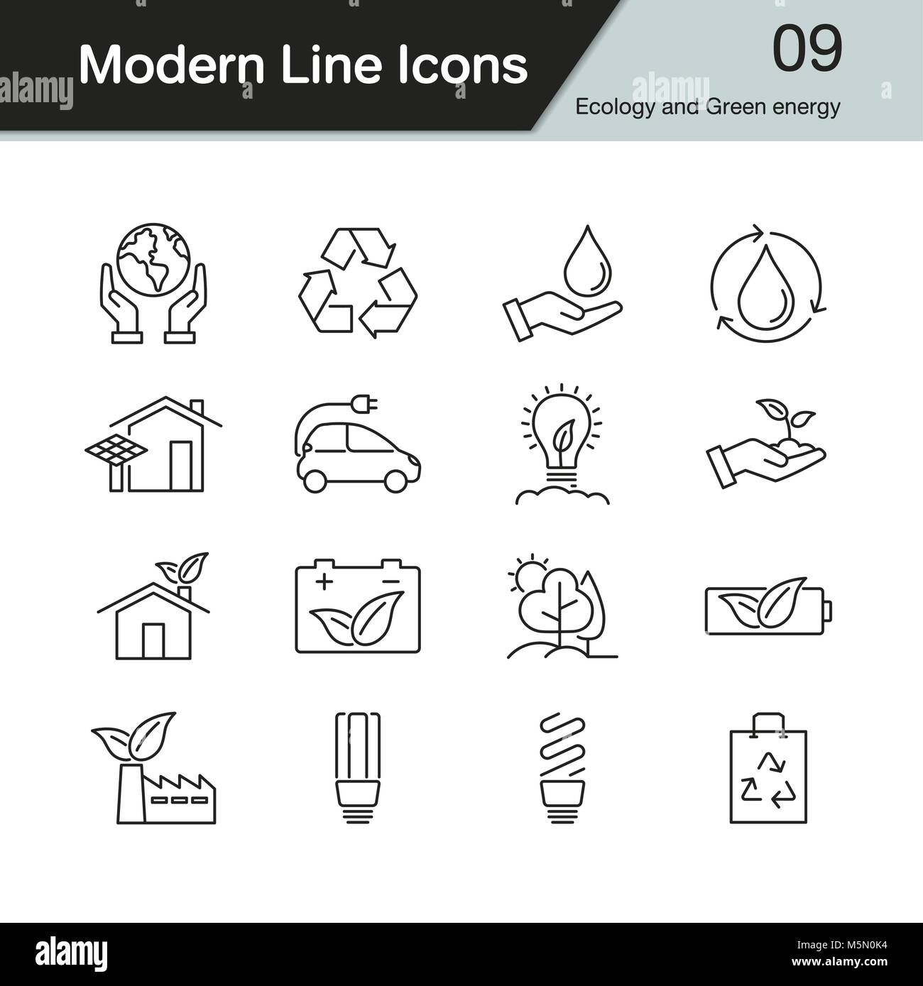 Ecology and Green energy icons. Modern line design set 9. For ...