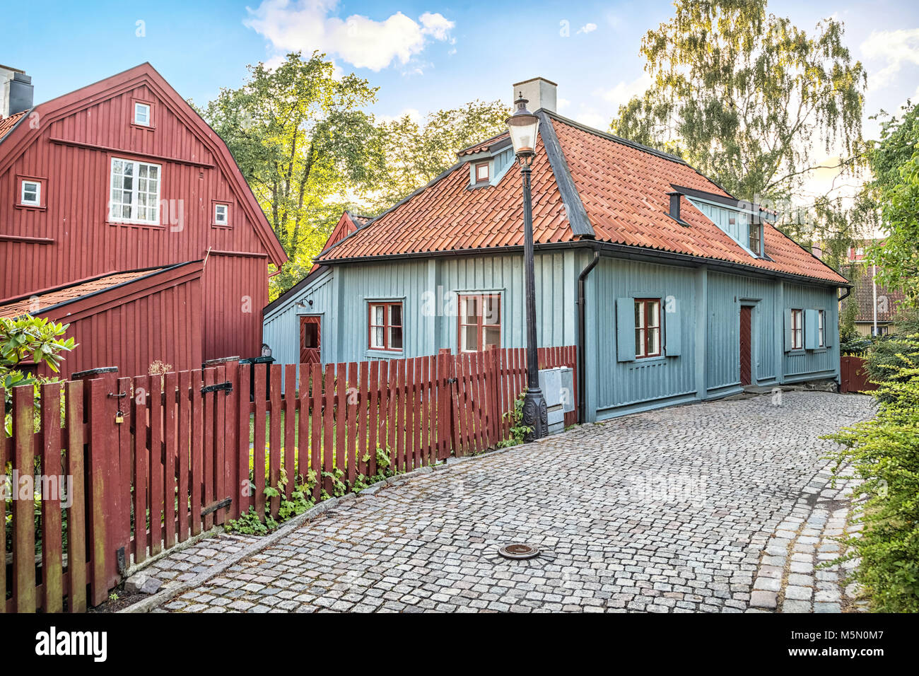 Gathenhielmska Cultural Reserve - small area of old wooden buildings preserved since the 1720s. It shows how Gothenburg looked up in the 18th century, Stock Photo