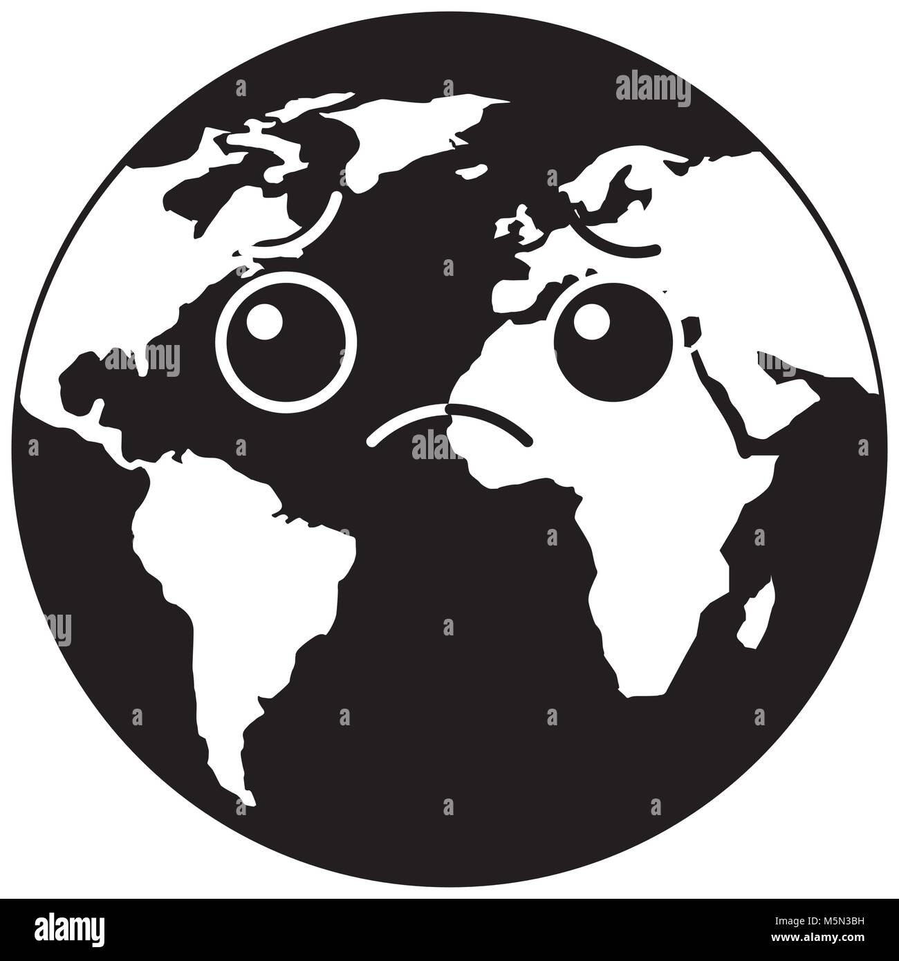 cartoon earth globe planet sad character Stock Vector