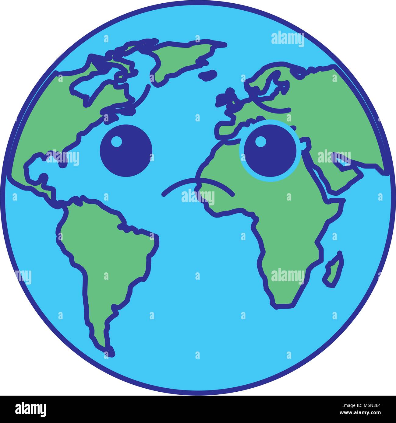 cartoon earth globe planet sad character Stock Vector