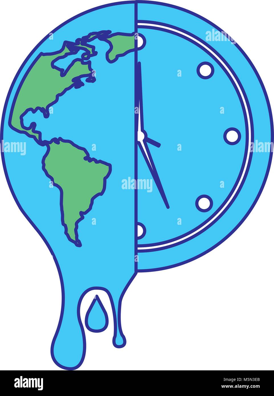 melting earth and clock time environment Stock Vector Image