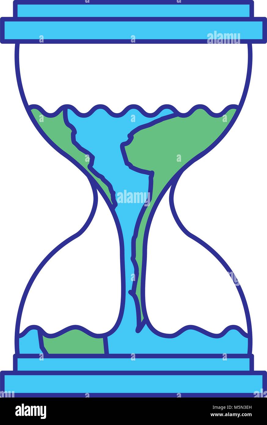 hourglass with a earth globe flowing melting Stock Vector