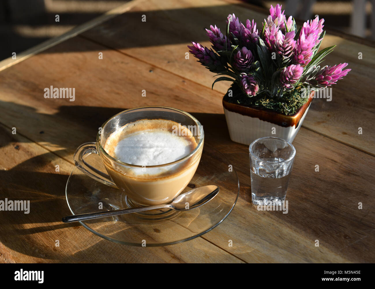 coffee time at the morning on the coffee shop on mountain of north of thailand Stock Photo