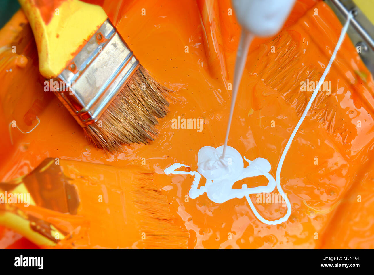 Color brush paint mix work on time Stock Photo Alamy