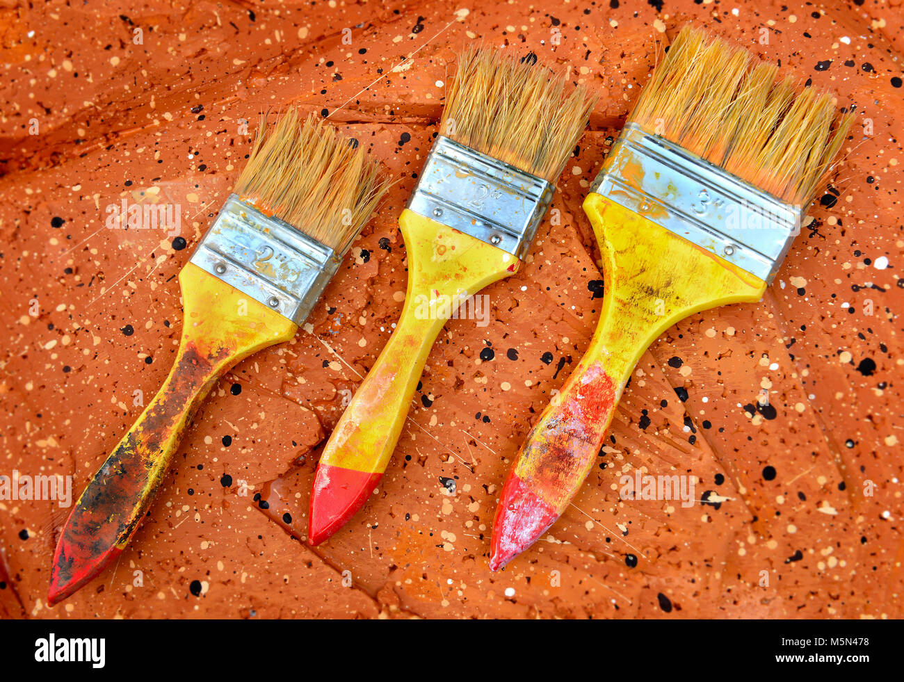 Color brush paint mix work on time Stock Photo Alamy