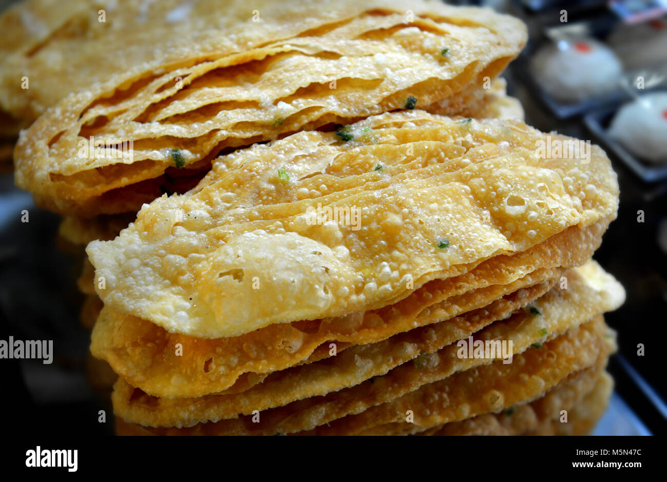 sweet crispy roti in thailand easy for eat at the market Stock Photo
