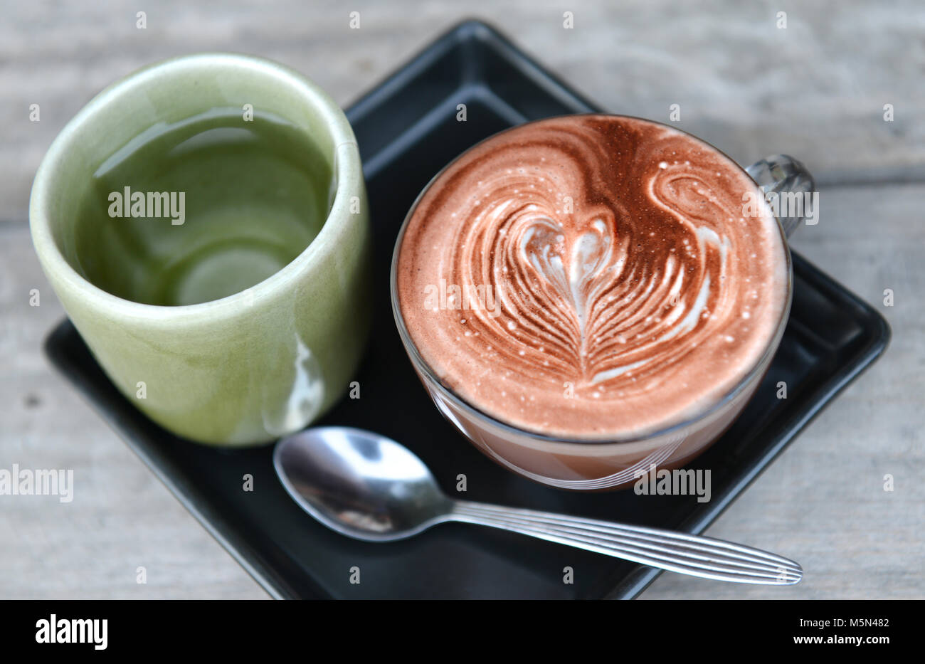 coffee time at the morning with hot mocca Stock Photo
