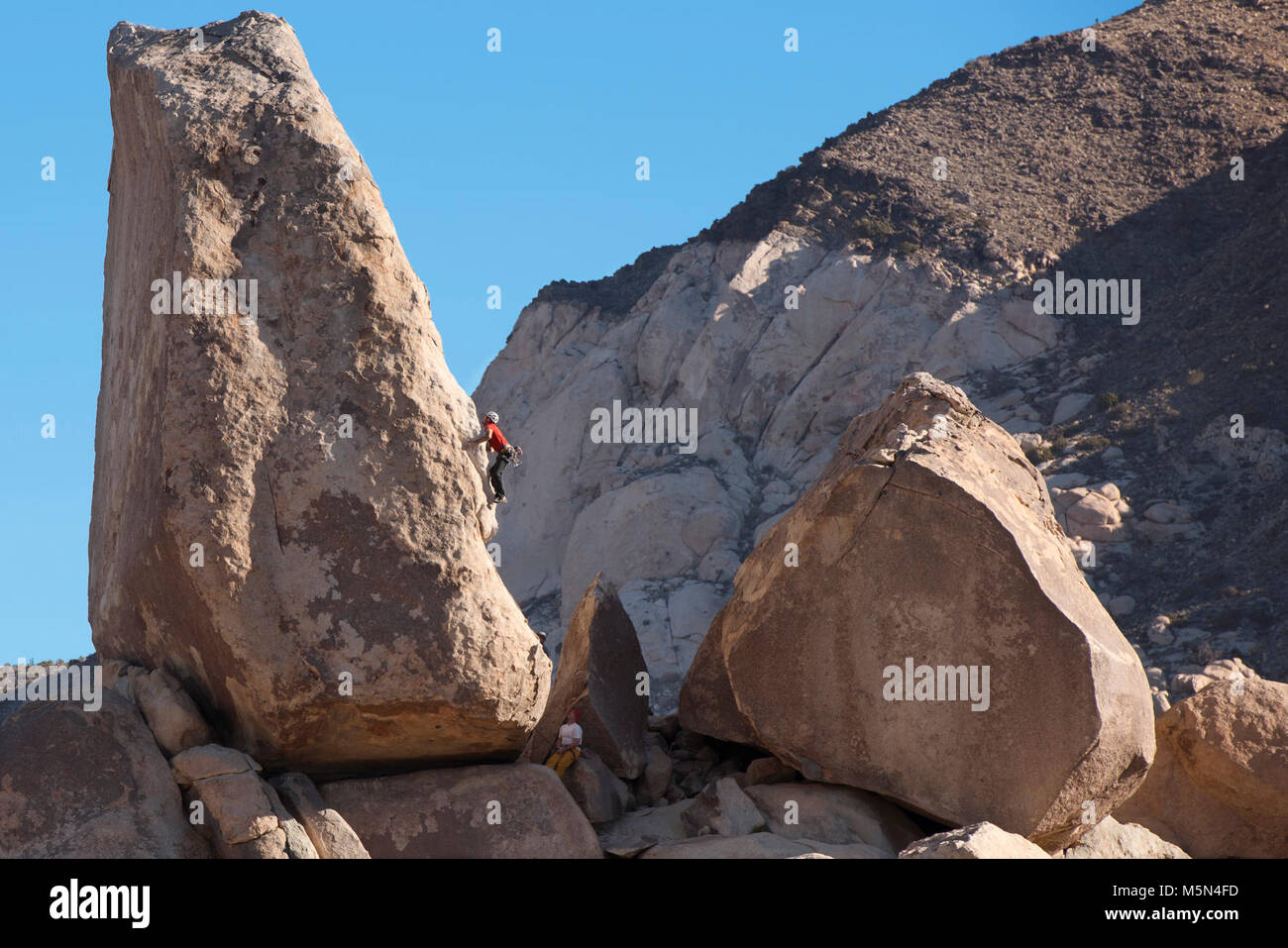 Climber on Headstone Rock . Stock Photo