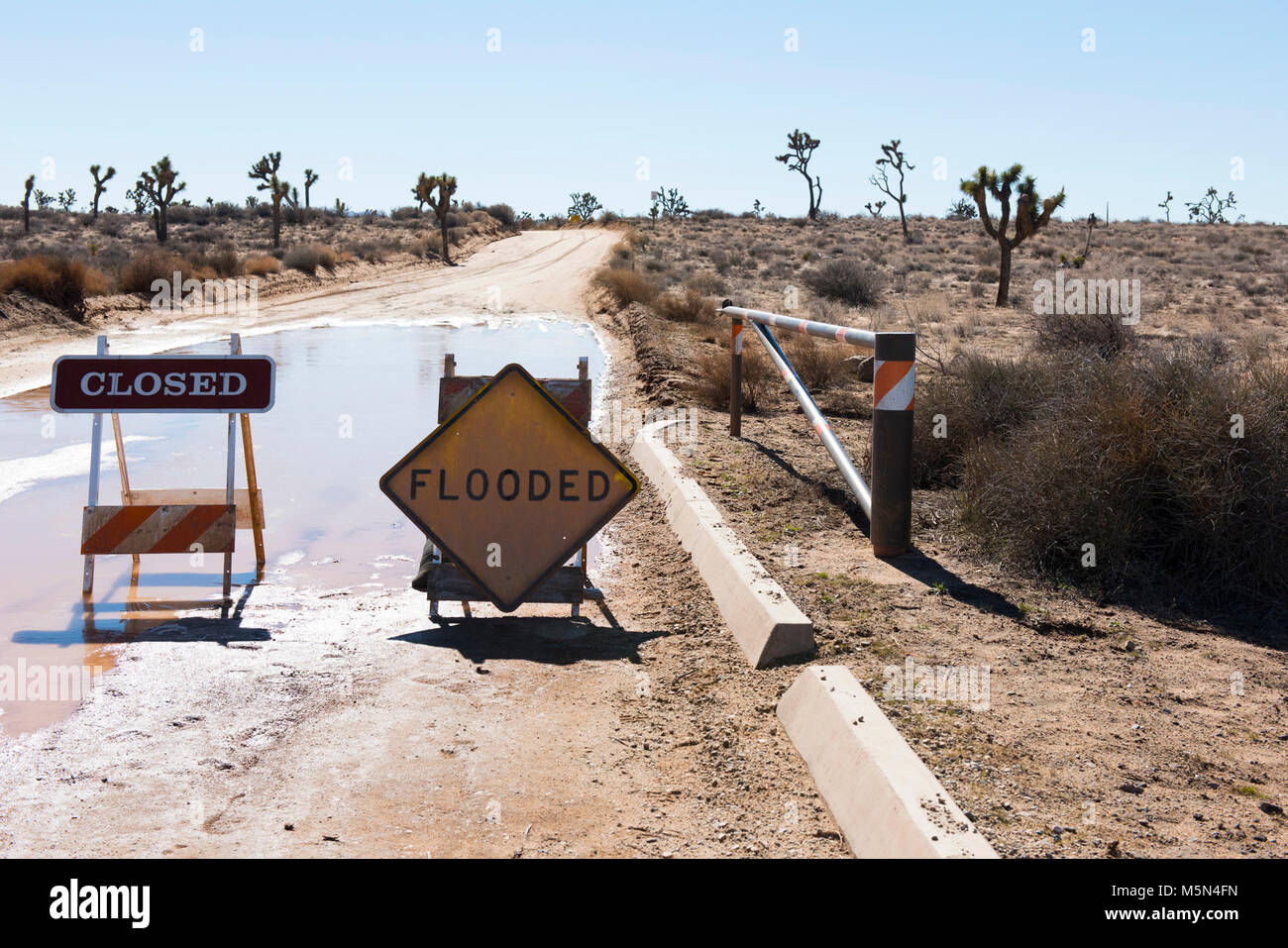 Closed roads due to flooding Stock Photo - Alamy