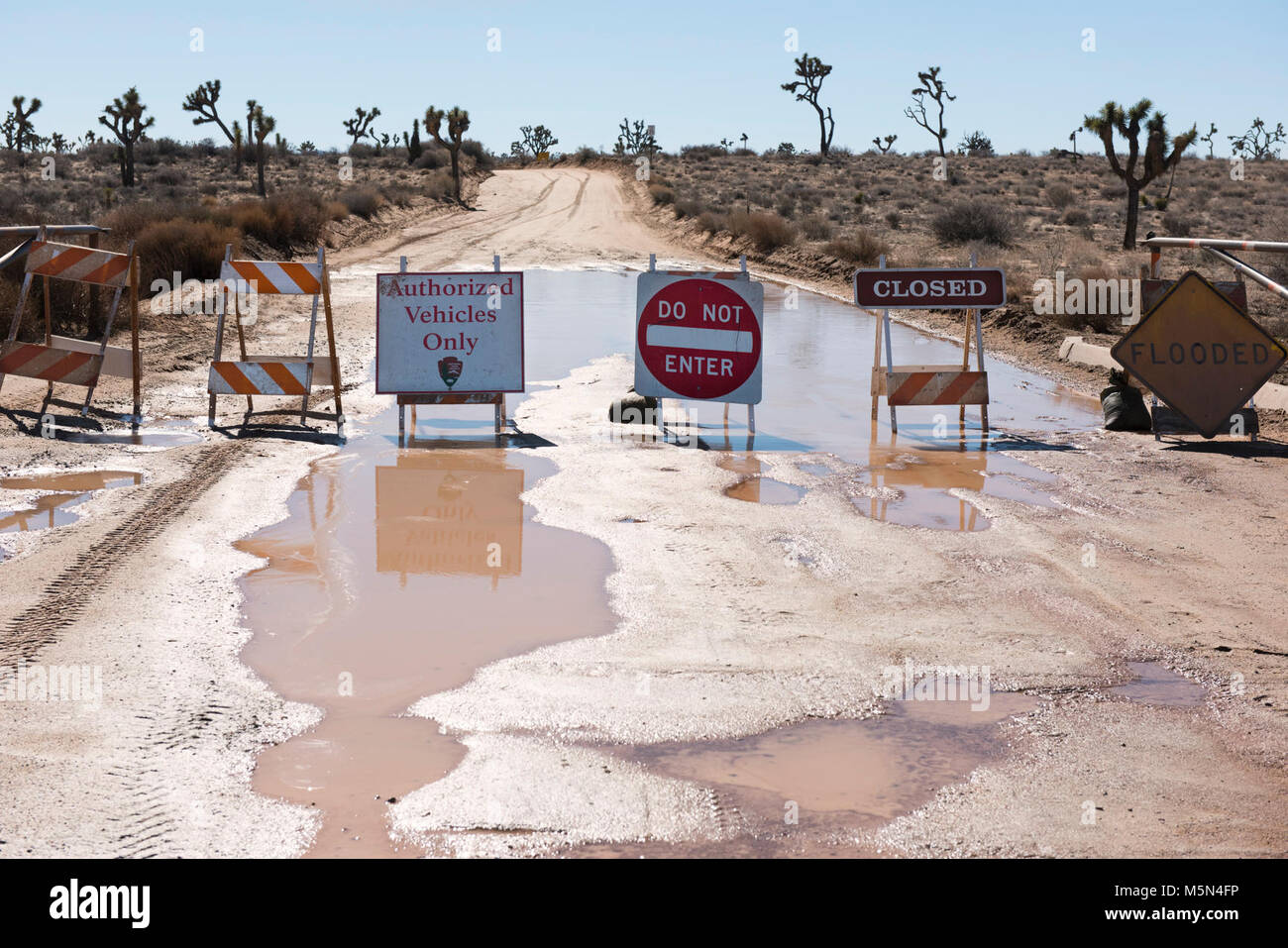 Closed roads due to flooding Stock Photo - Alamy