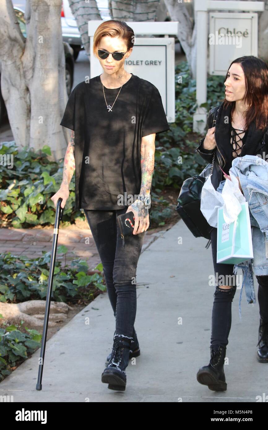 Ruby Rose was spotted for the first time since her spinal surgery, while  for a coffee at Alfred's in West Hollywood Featuring: Ruby Rose, Jessica  Origliasso Where: West Hollywood, California, United States