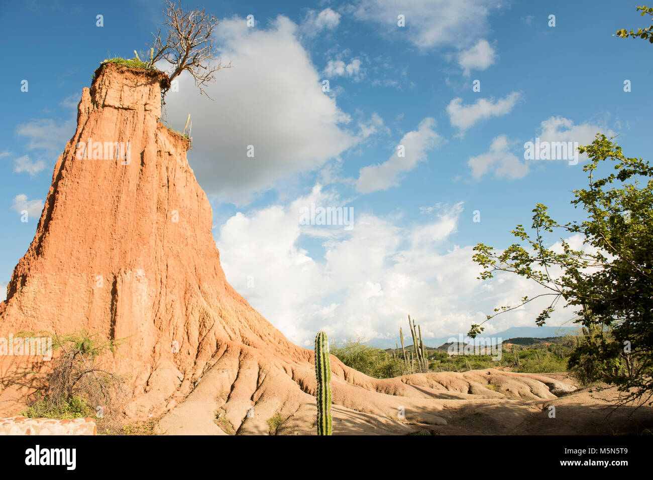 An illustartion how erosion is changing the landscape of the Tatacoa Desert in Colombia Stock Photo