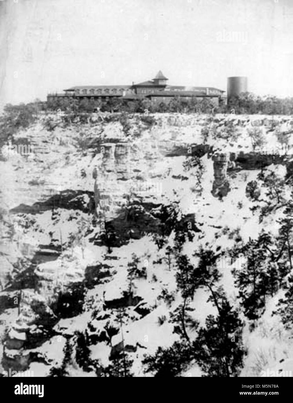 Grand Canyon Historic El Tovar Hotel . LOOKING EAST ACROSS SNOW COVERED ...