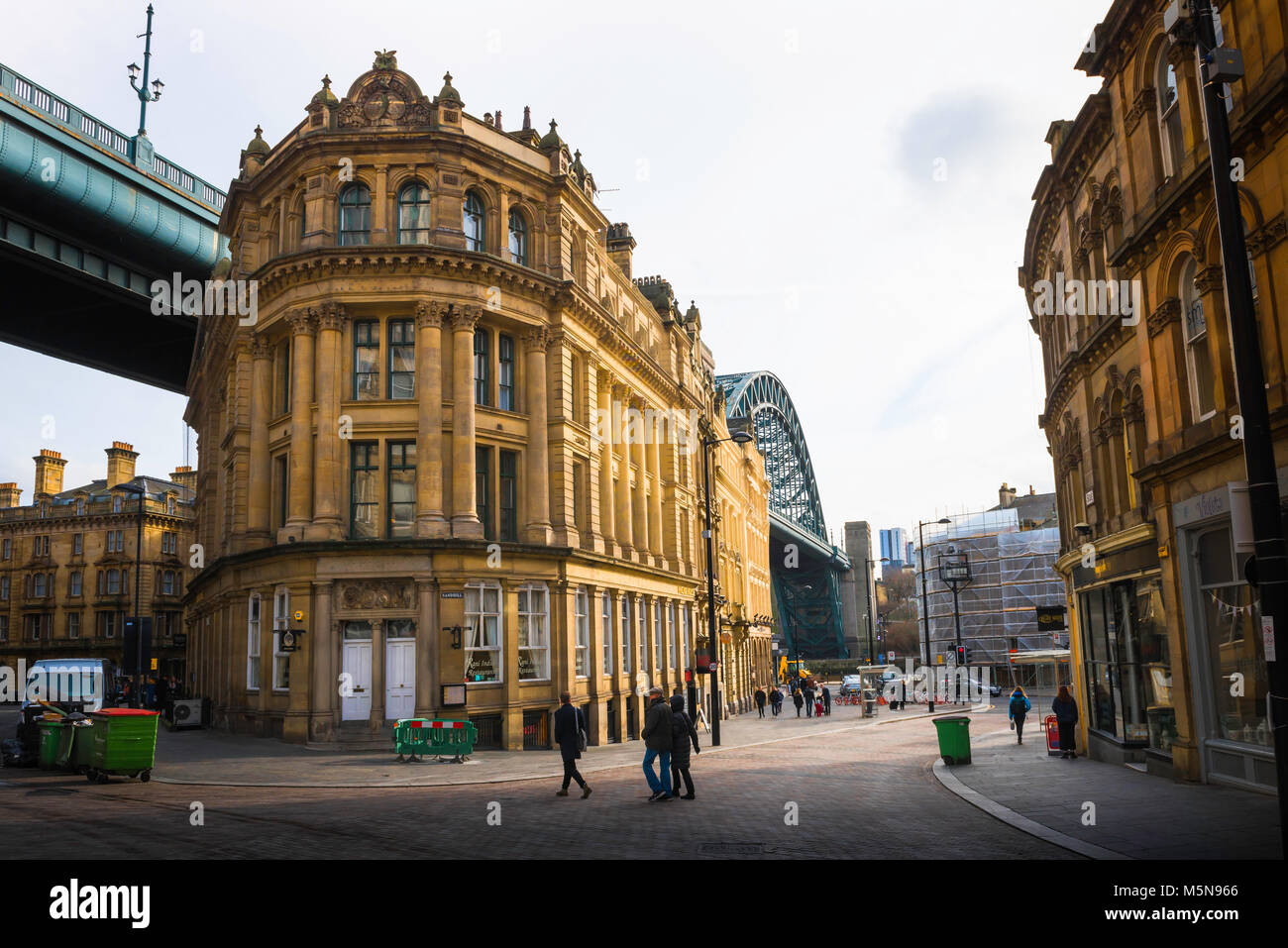 Newcastle Tyneside city, view of the neoclassical style Phoenix Apartments building in the old town Sandhill area of Newcastle upon Tyne,  England, UK Stock Photo
