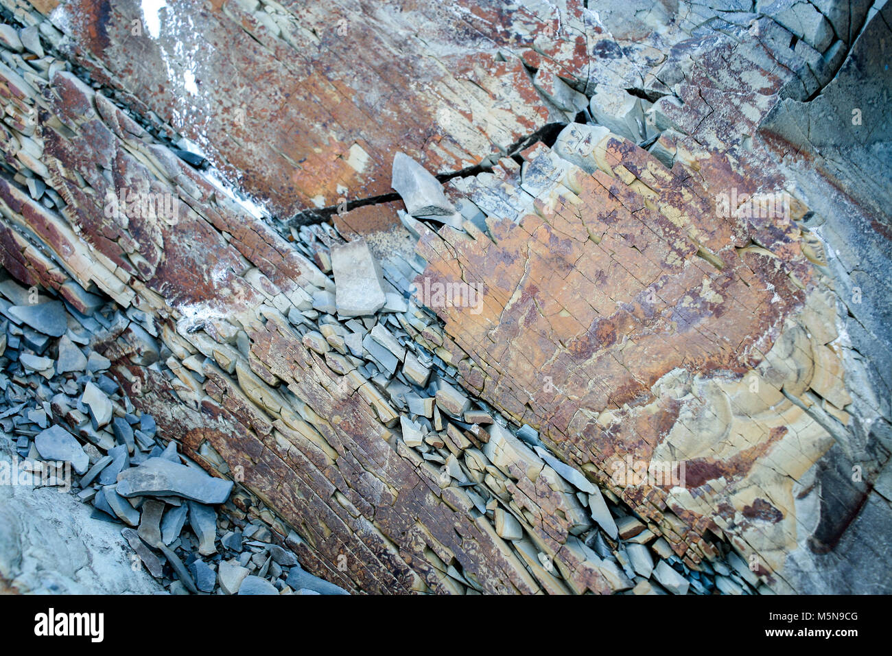 beige brown gray polished Tuff (rock made of volcanic ash) texture - stone  natural abstract texture background Stock Photo