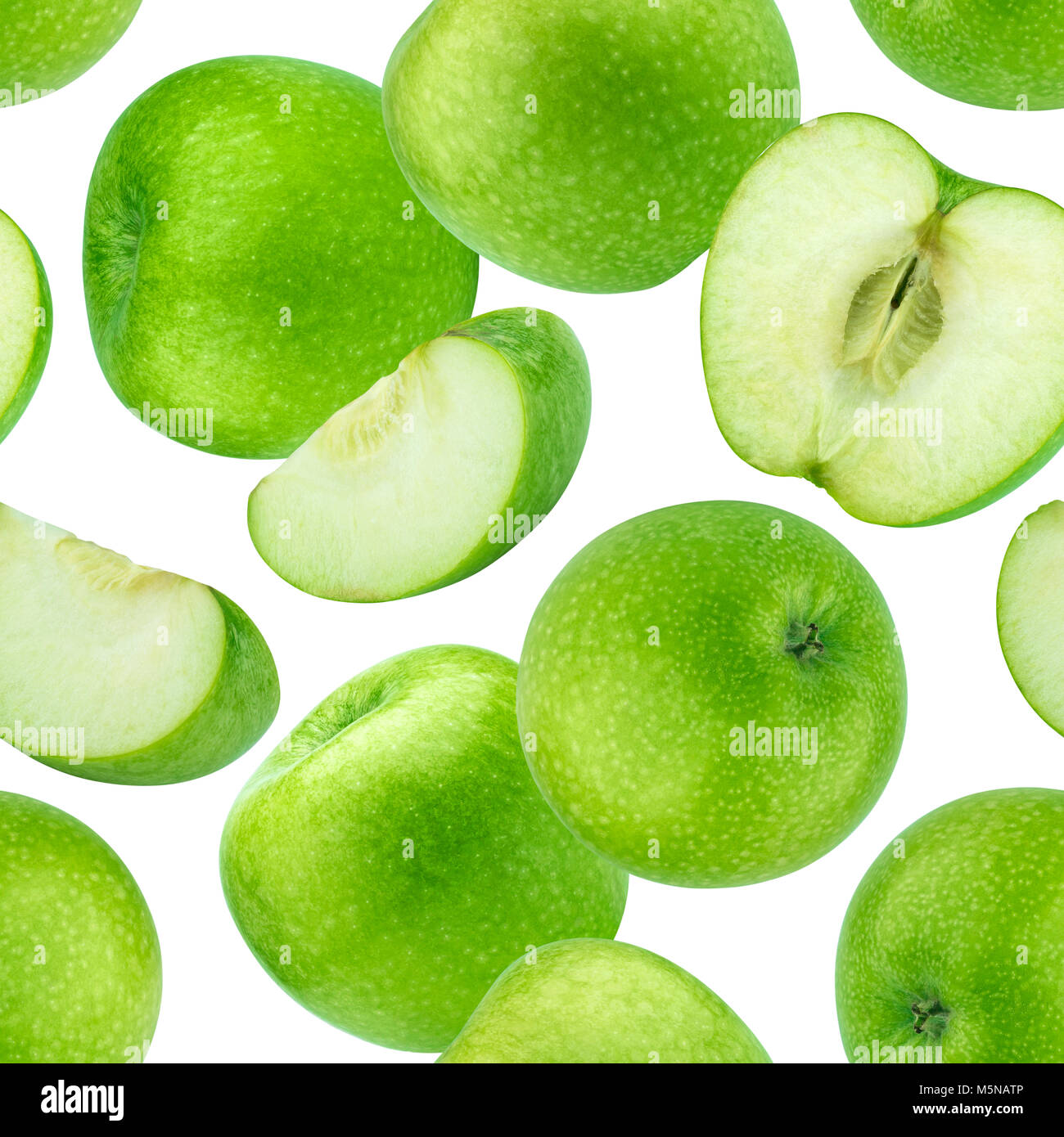 Green apples seamless pattern isolated on white background Stock Photo ...
