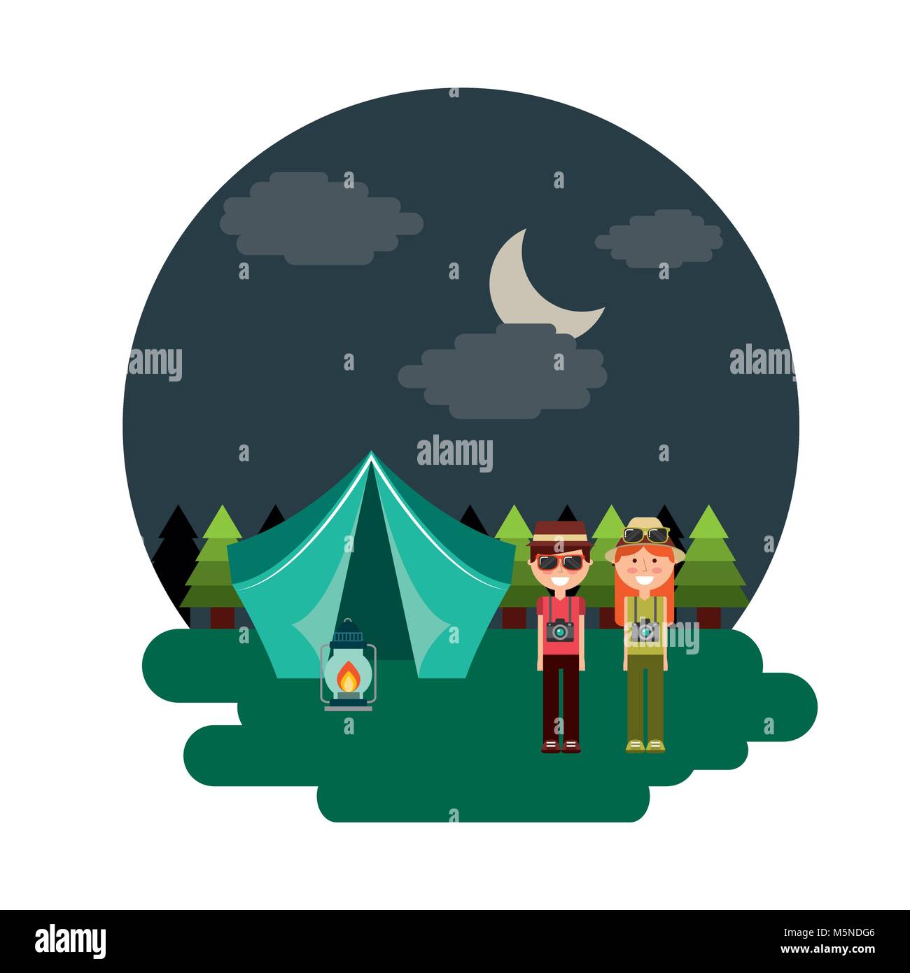 Couple Tent Camping Burning Night Landscape Stock Vector Image Art Alamy Couple Tent Camping Burning Night Landscape Stock Vector Image Art Alamy