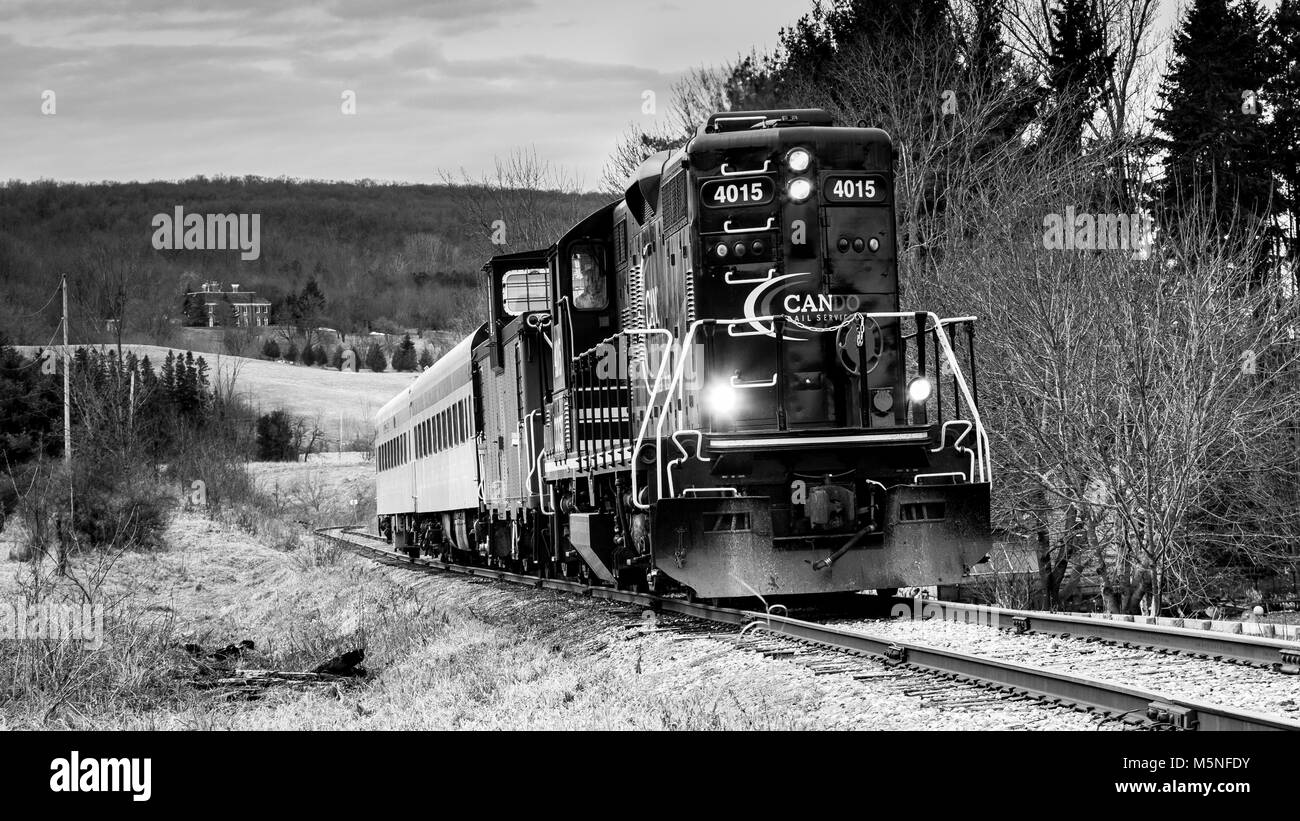 Last run of the Credit Valley Explorer train.. Stock Photo