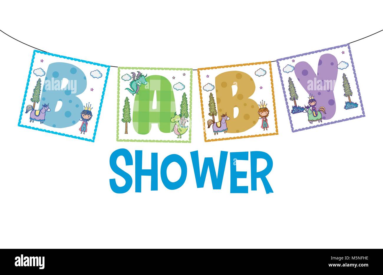 Baby Shower Cute Banner Vector Illustration Graphic Design Stock Vector Image Art Alamy