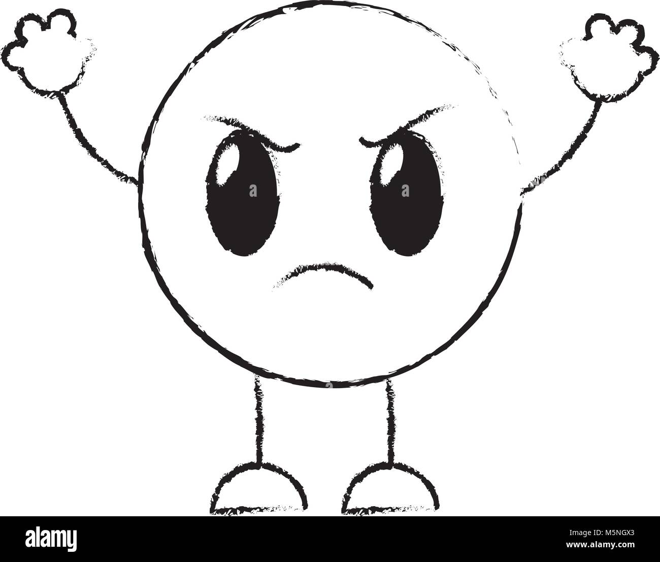 grunge angry emoji expression with arms and legs vector illustration