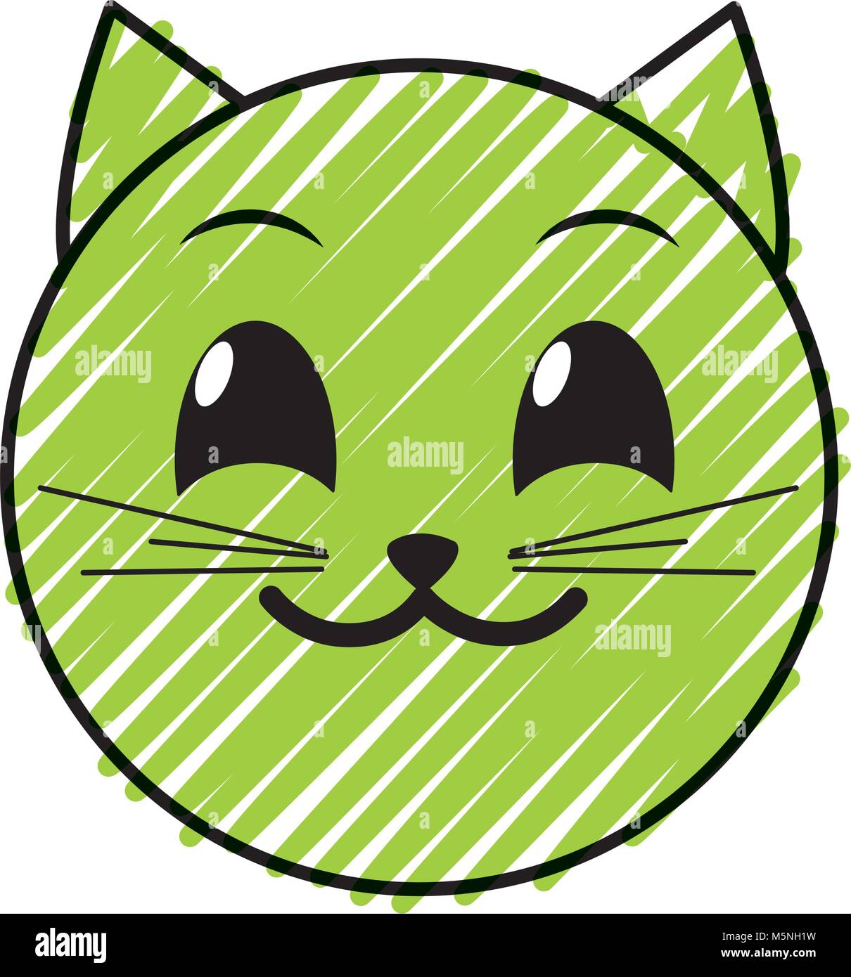 doodle happy cat face emoji expression vector illustration Stock Vector ...