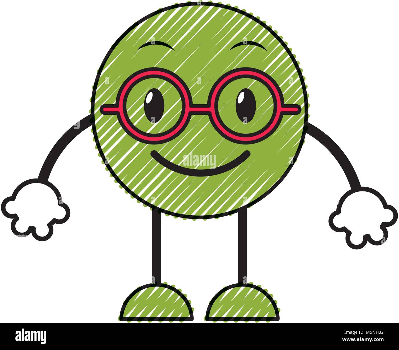 doodle nerd emoji expression with arms and legs vector illustration