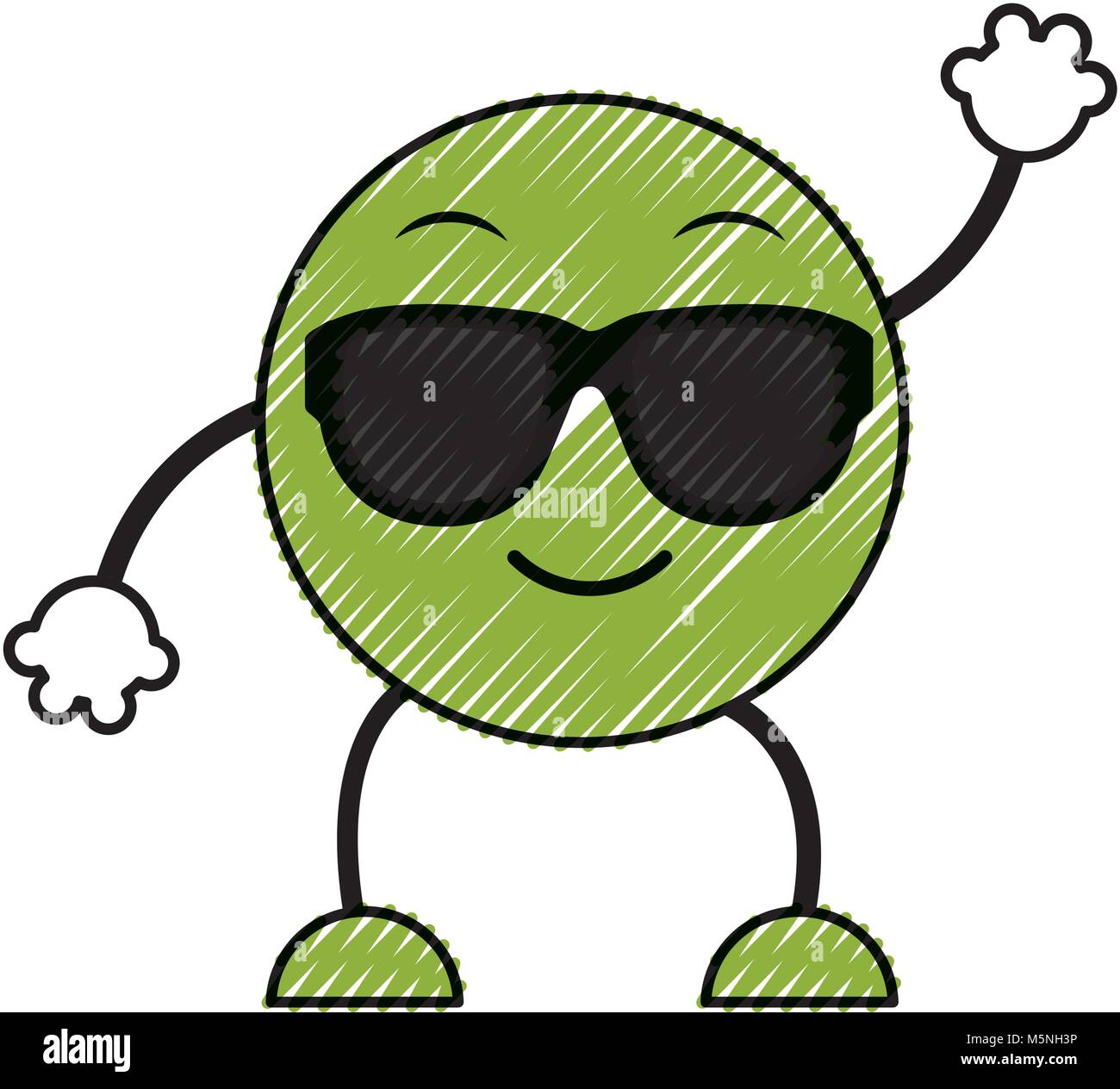 doodle cool emoji expression with arms and legs Stock Vector Image