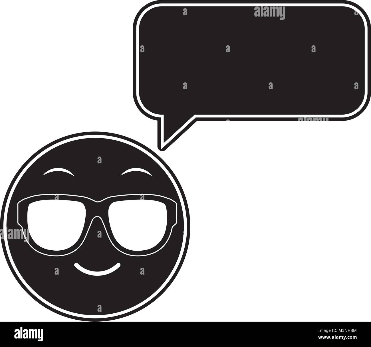 silhouette emoji cool face with chat bubble Stock Vector