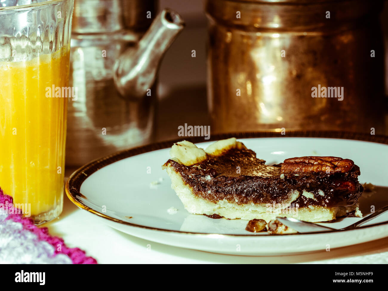 Traditional pecan pie, fall dessert concept for Thanksgiving Stock Photo
