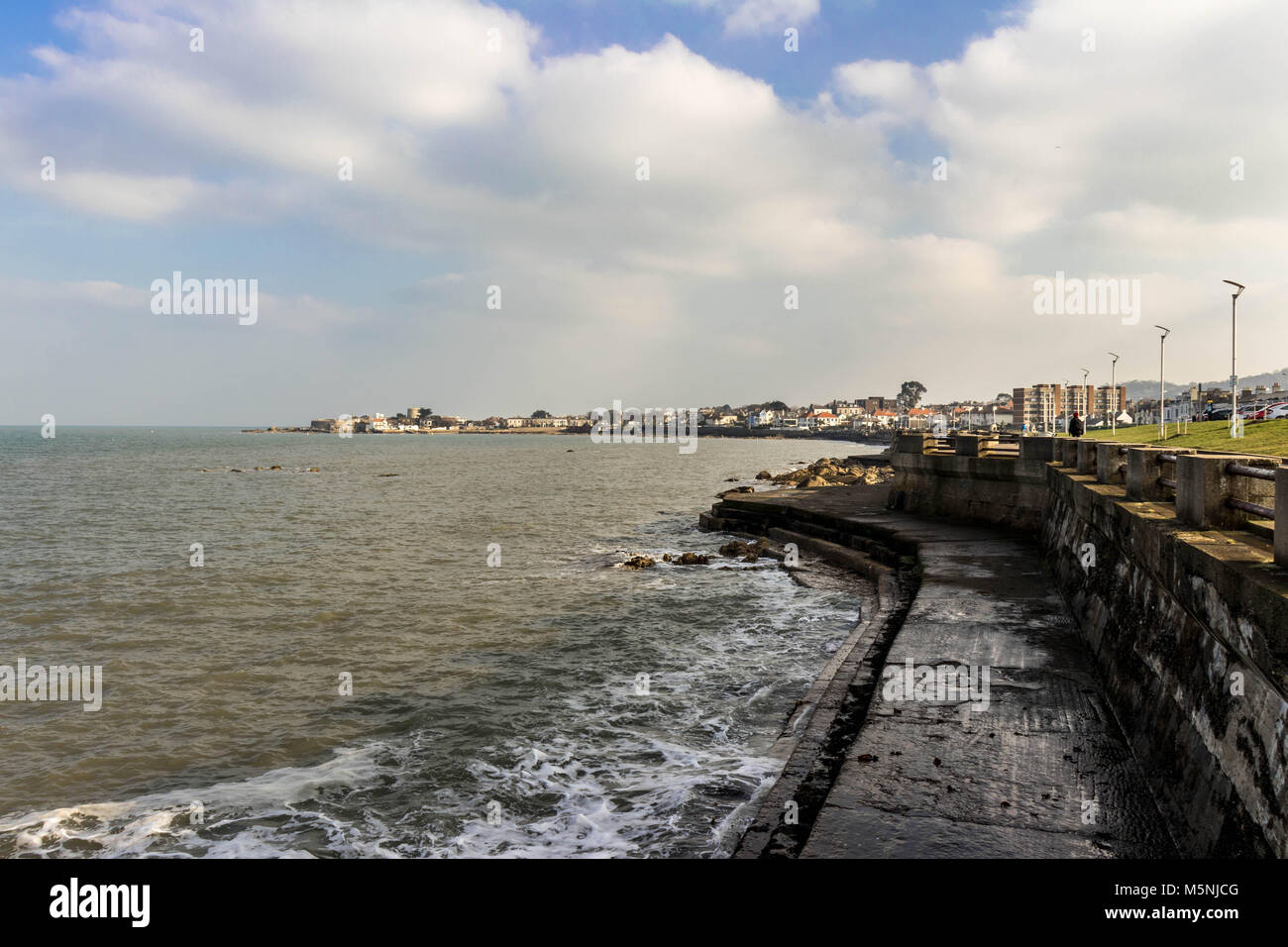 A view of the promenade at Scotsman Bay, Dun Laoghaire, Dublin. Stock Photo