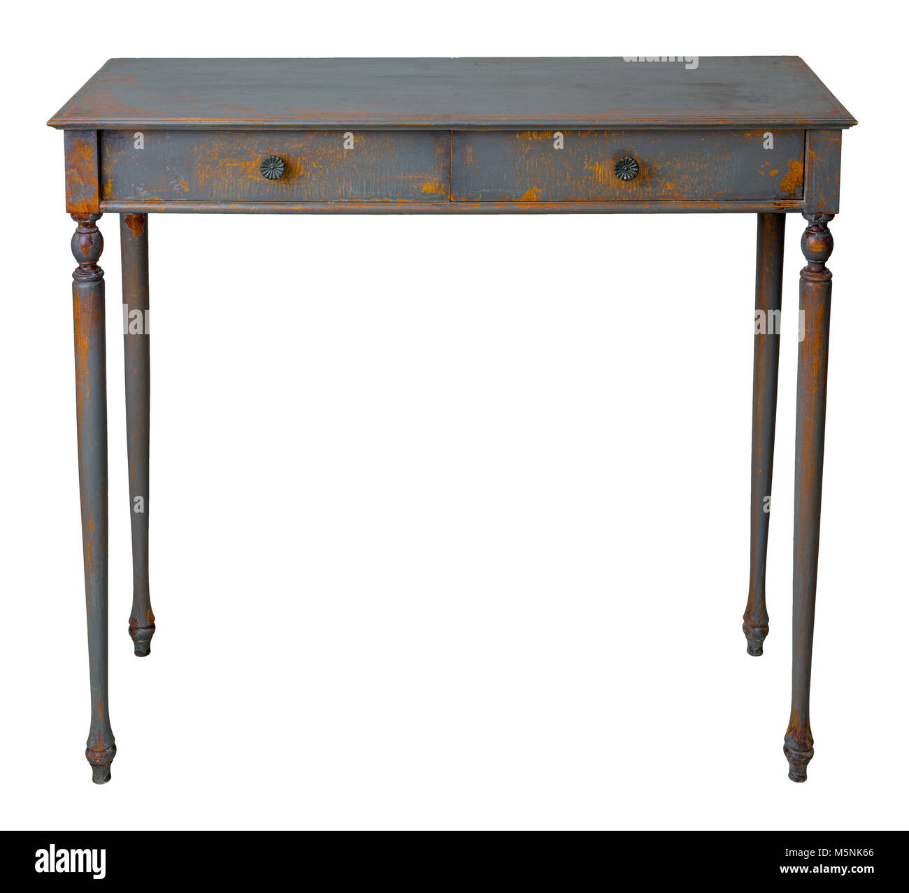 Vintage Furniture - Retro wooden vintage table with two drawers painted