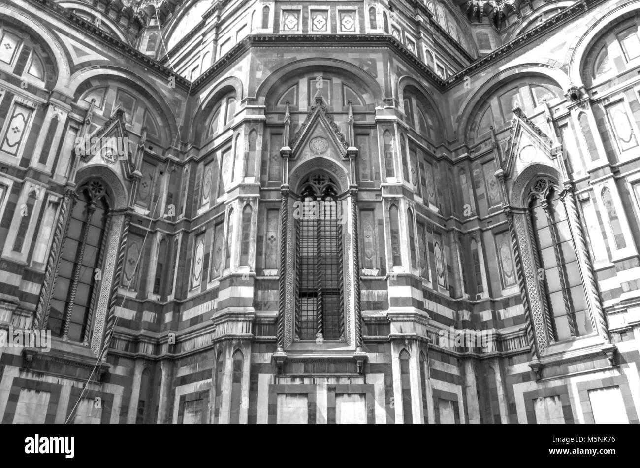 Florence Duomo Santa Maria Del Fiore Architectural Details Low Angle View. Stock Photo