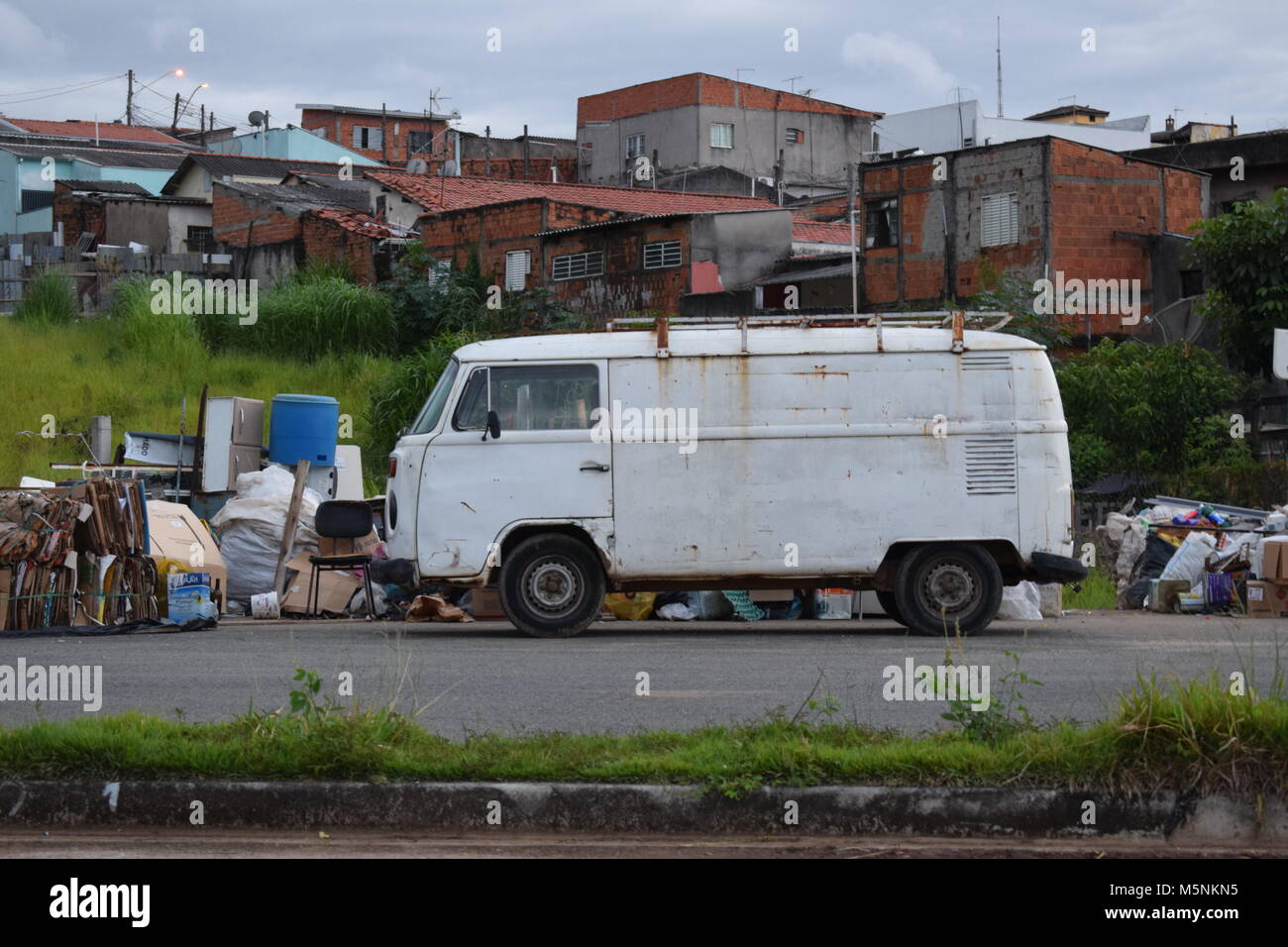Destroyed van used to carry recyclable waste Stock Photo Alamy