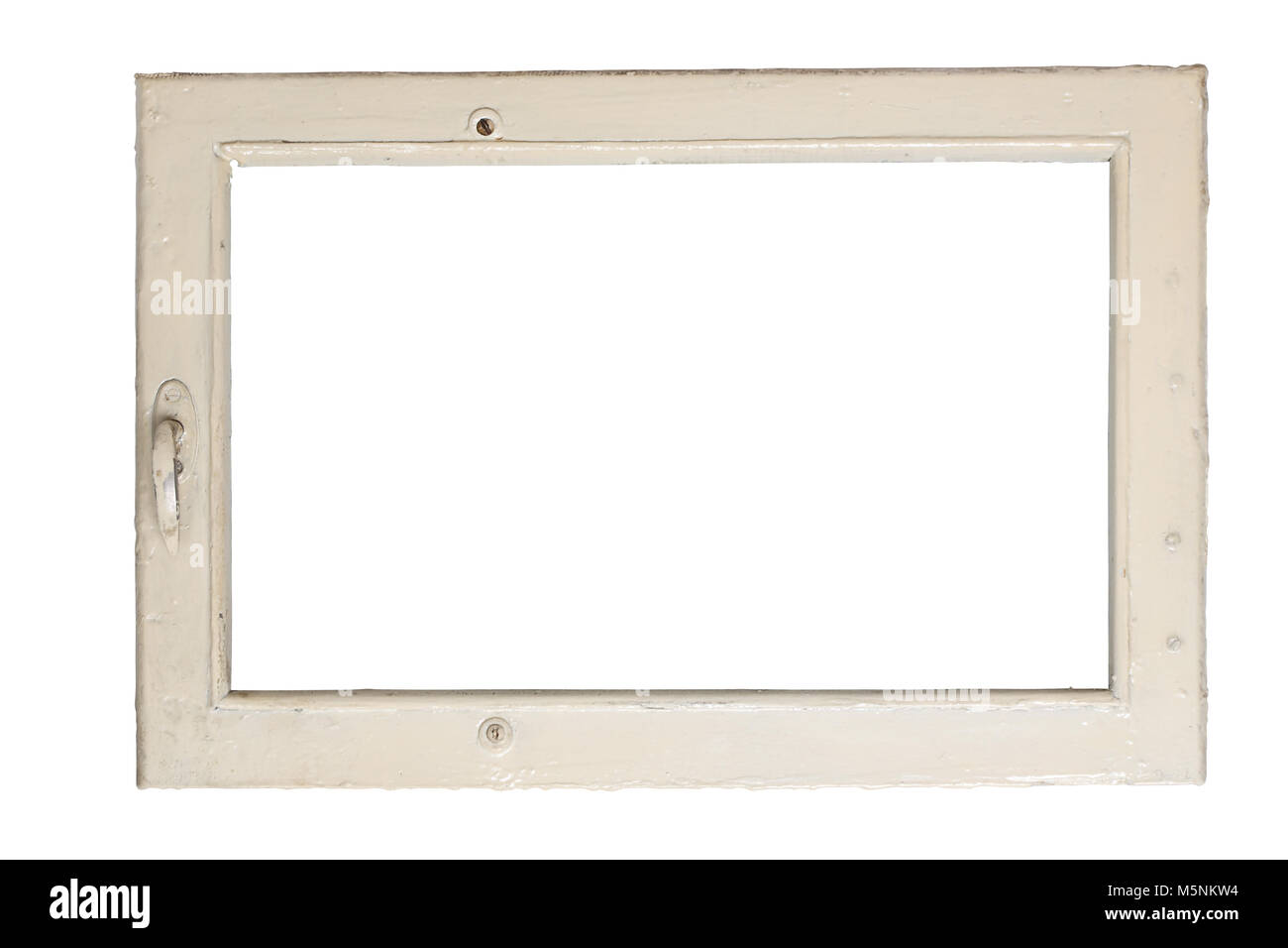 Very old window frame isolated on white background with clipping path Stock Photo