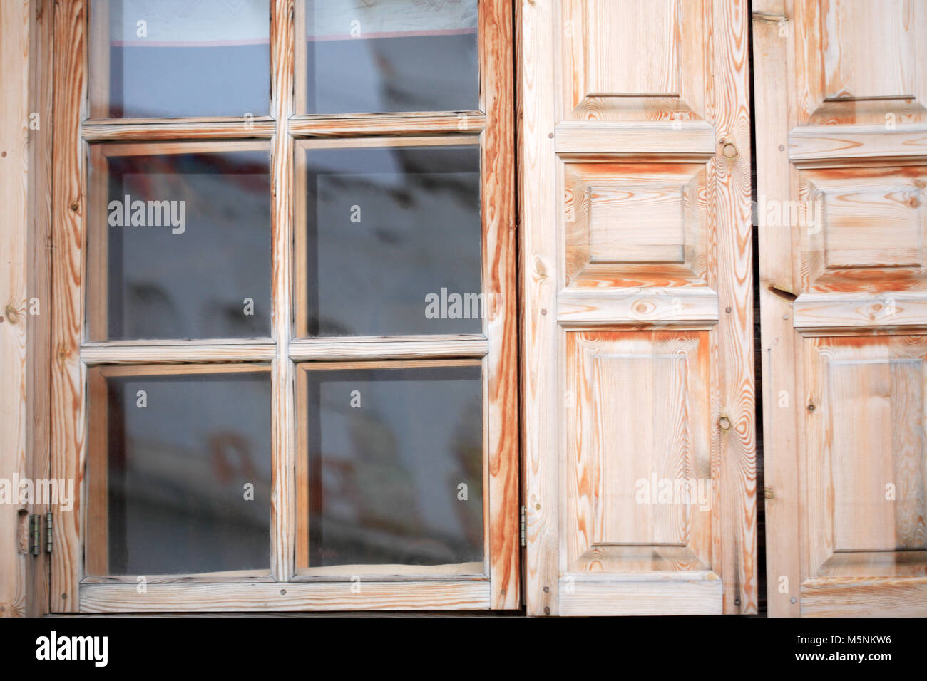 Closeup of old window with shutter on wooden house Stock Photo - Alamy