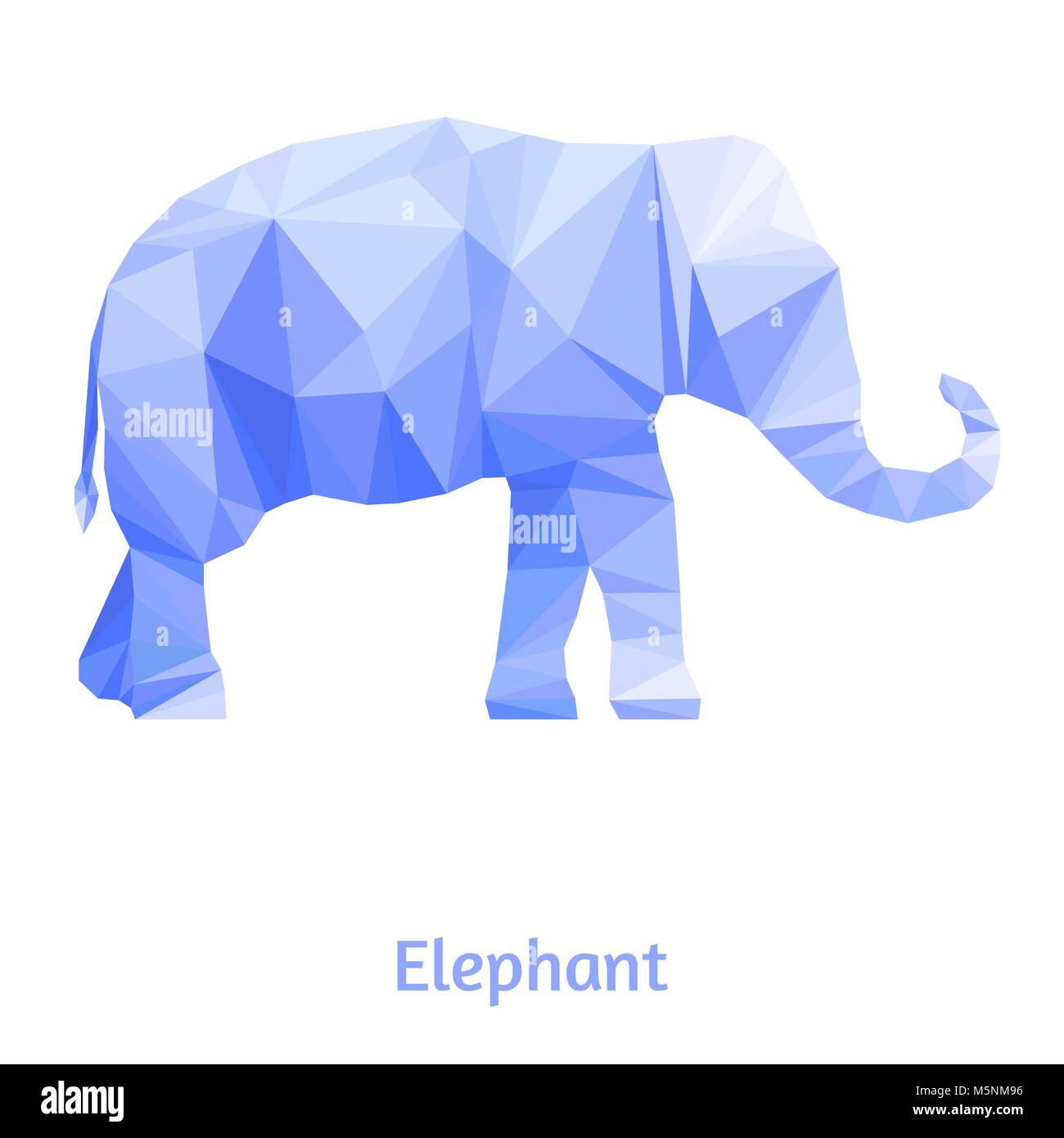 Stylized elephant isolated on a white background. Made in low poly triangular style. Vector. Stock Vector
