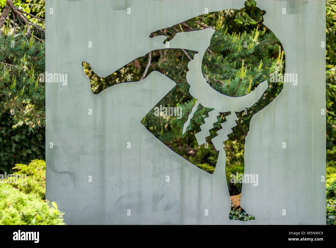 Sumo Wrestler Sculpture at the La Parc Olympic in Lausanne, Switzerland Stock Photo