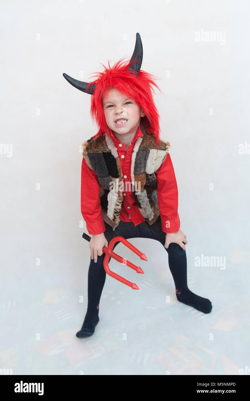 Little boy in devil costume. Halloween party Stock Photo Alamy