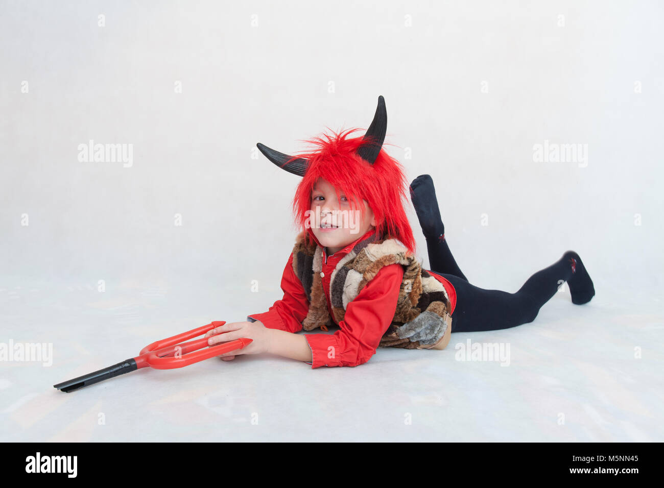 Little boy in devil costume. Halloween party Stock Photo Alamy