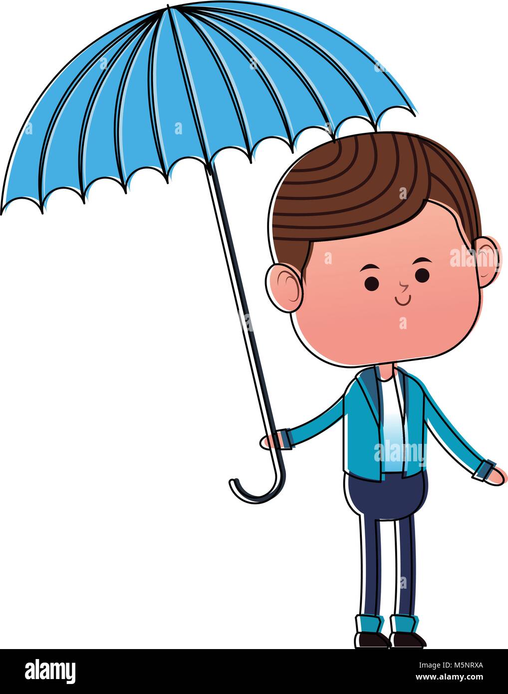 Cute boy with umbrella Stock Vector