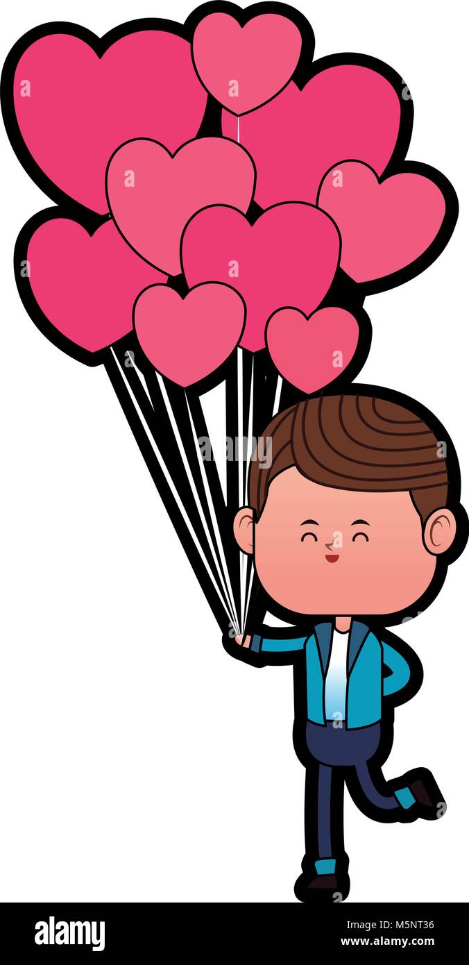 Cute boy with balloons Stock Vector