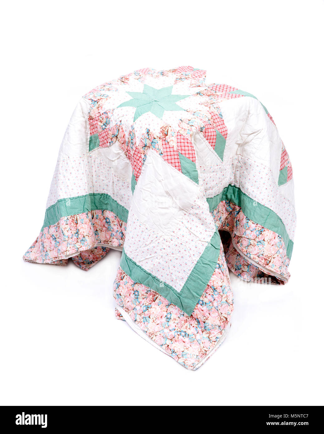 Vintage patchwork cotton blanket isolated on white background Stock Photo Alamy