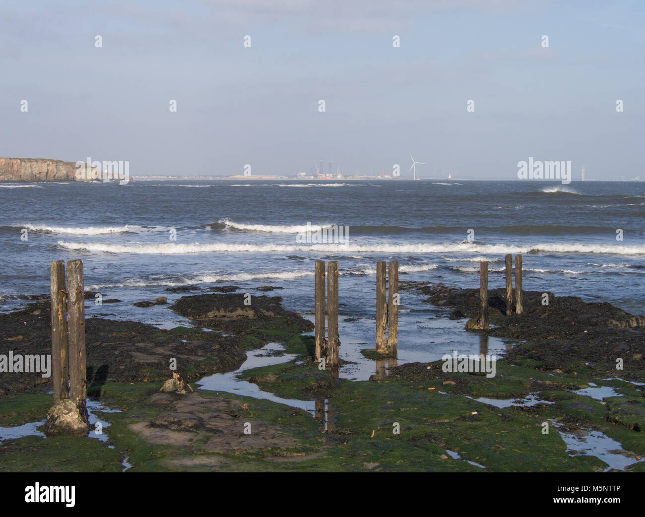 St Mary's Island, Whitley Bay, Northumberland, a bright and windy