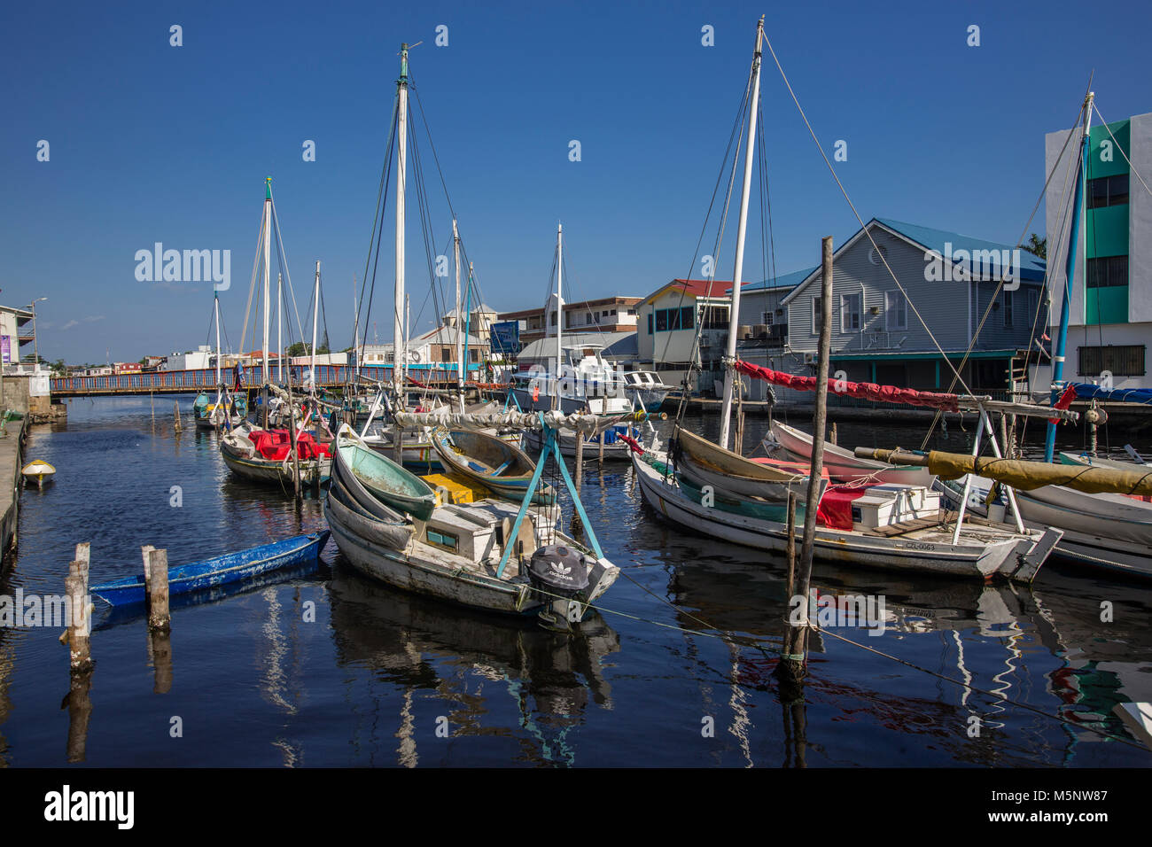 Belize City Swing Bridge Stock Photo