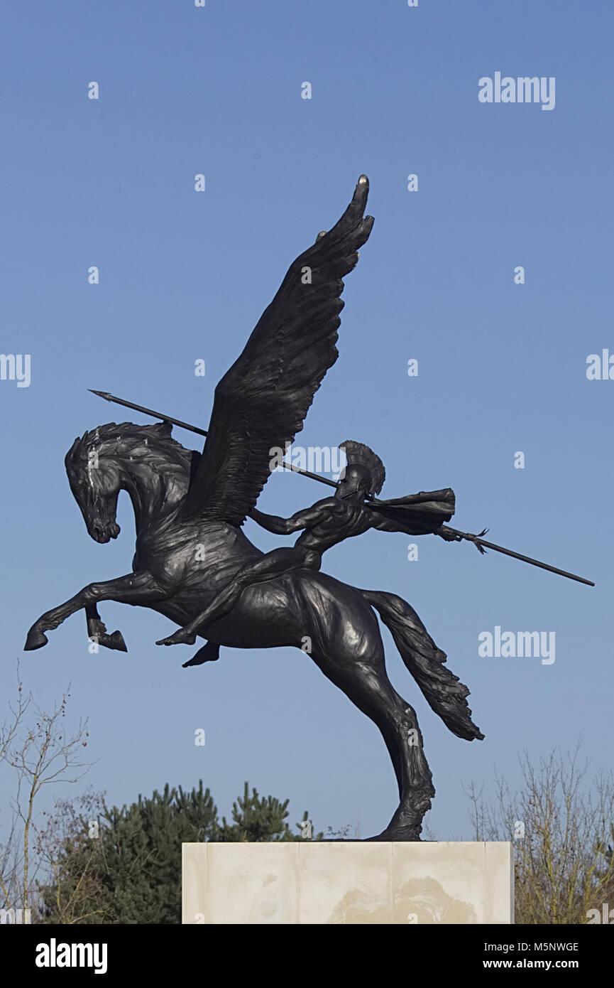 winged horse Pegasus, ridden by Greek mythological hero Bellerophon, official symbol of the Parachute Regiment Stock Photo